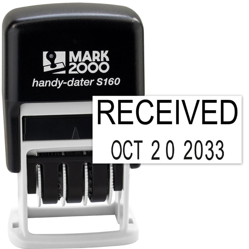 Rubber Stamp Creation Mark 2000 Self-Inking Rubber Date Office Stamp with Received Phrase & Date - Black Ink (Handy-Dater S160), 12-Year Band - Image 1